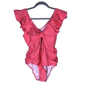 Peddney Women One Piece Swimsuit Tummy Control Bathing Suit Sz. Lrg Orange NWOT